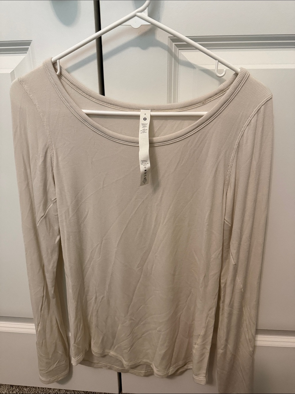 Women's Lululemon Lightweight Long-Sleeve Ribbed Top - Cream/Off-White